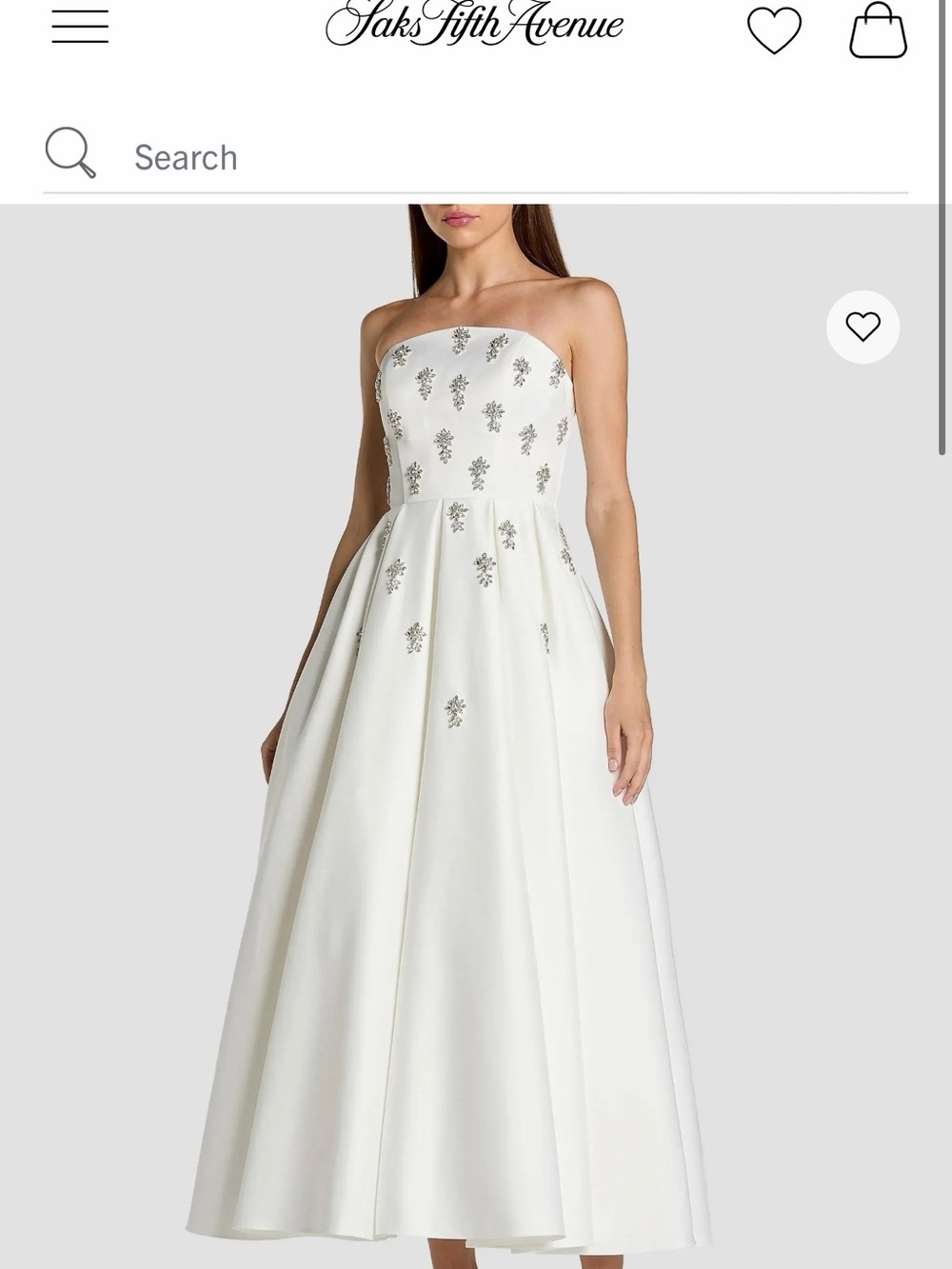 Mac Duggar Strapless Embellished White Midi Dress